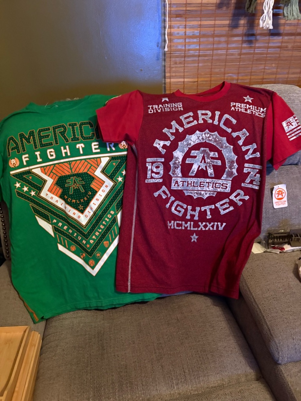American Fighter Men’s Short Sleeve Graphic Tees - Green & Red